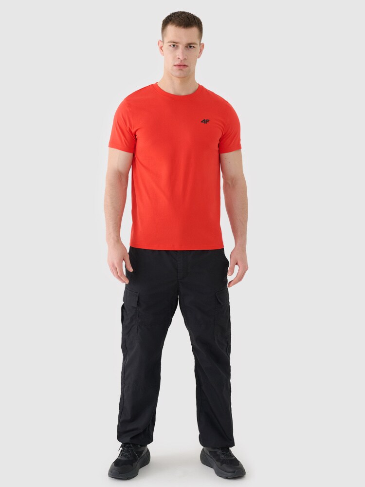 T-shirt regular gładki męski - szary