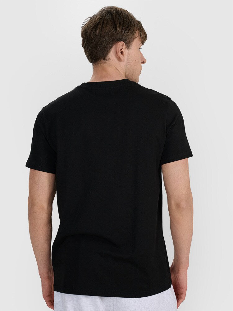 T-shirt regular z nadrukiem męski - szary