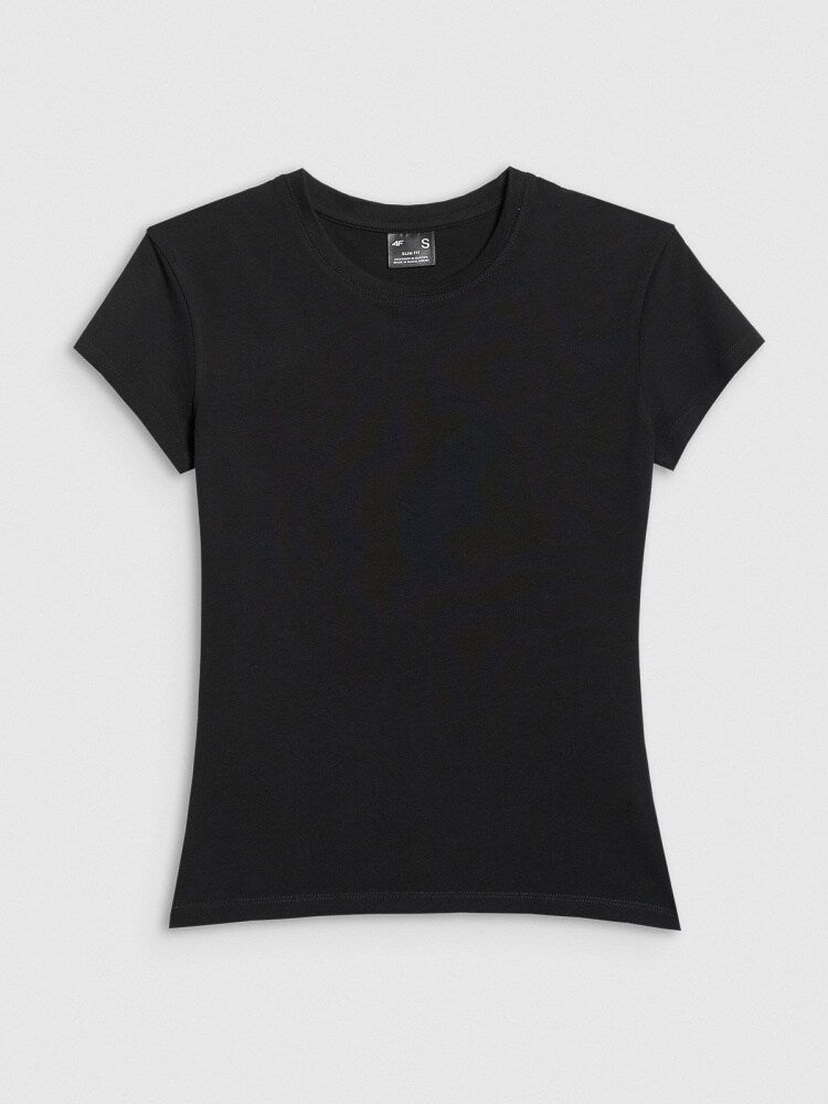 T-shirt slim gładki damski - biały